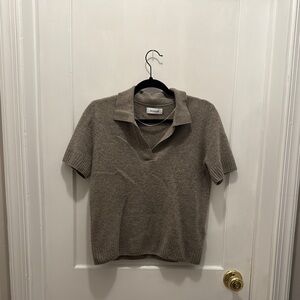 Brown Short Sleeve Cashmere Sweater